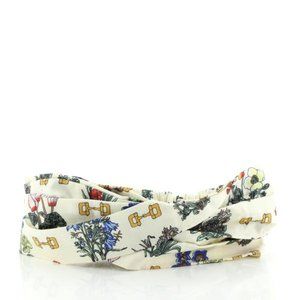 Gucci Floral Print Silk Headband in Ivory new with tags